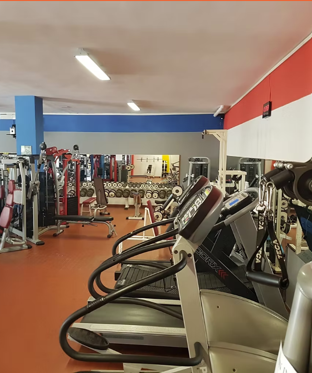 Sala pesi di ASD Athena a Maglie, vista d'insieme degli attrezzi